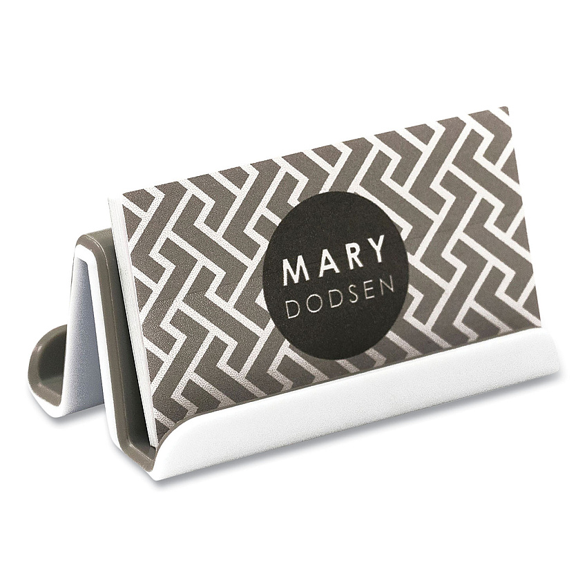Advantus Fusion Double-Sided Business Card Holder, Holds 2.25 x 4 Cards, Polypropylene, Gray/White (37523)