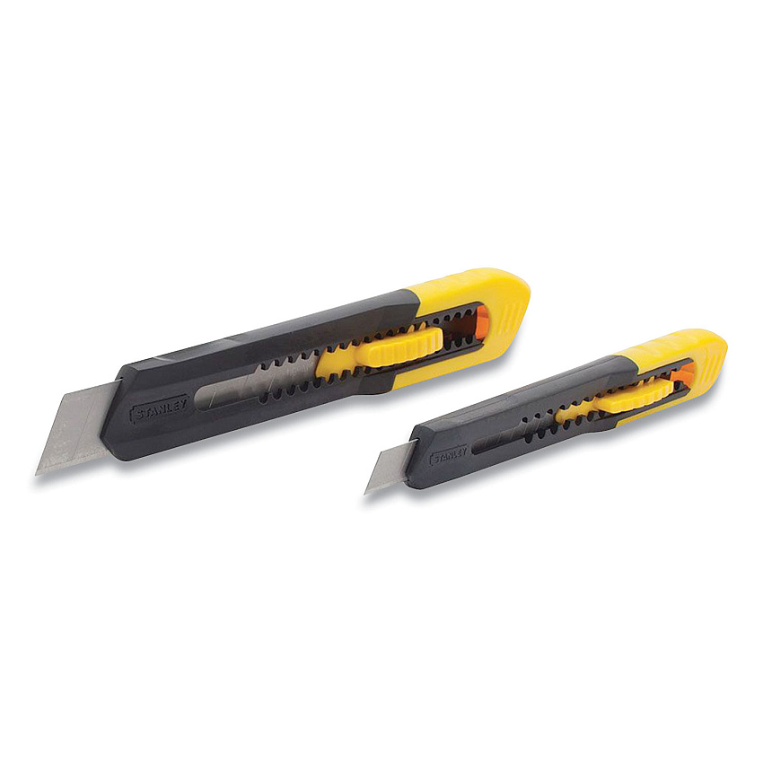 Stanley Two-Pack Quick Point Snap Off Blade Utility Knife, 9 mm and 18 mm, Yellow/Black (BOS10202)