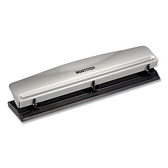 Bostitch 12-Sheet Three-Hole Punch, 9/32" Holes, Silver/Black (HP12)