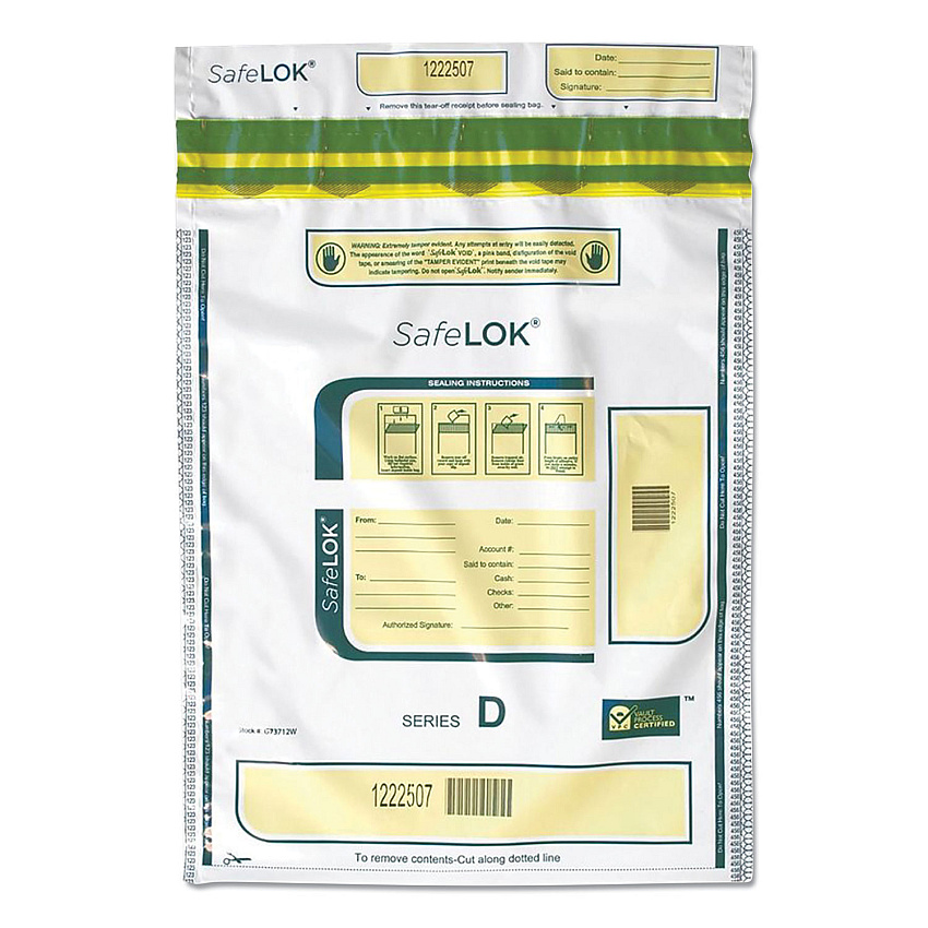 SafeLOK Series D Deposit Bags, 12 x 16, White, 100/Pack (585094)