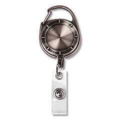 COSCO MyID Carabiner-Style Badge Reel, Retractable 23" Nylon Cord, Pewter (075031)