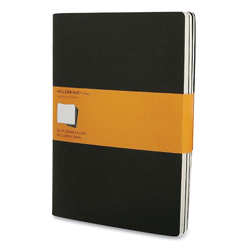 Moleskine Cahier Journal, 1 Subject, Narrow Rule, Black Cover, 10 x 7.5, 3/Pack (705038)