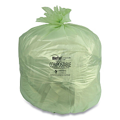 Heritage Biotuf Compostable Can Liners, 48 gal, 0.8 mil, 42" x 48", Green, 125/Cartom (Y8448EER01)