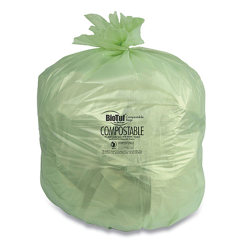 Heritage Biotuf Compostable Can Liners, 48 gal, 0.8 mil, 42" x 48", Green, 125/Cartom (Y8448EER01)