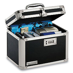 Vaultz Latching Lid Locking Personal Security Box, Combination Lock, 10 x 7.5 x 7.75, Plastic; Steel; Aluminum, Black (VZ00102)