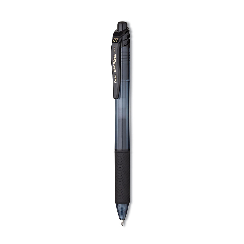 Pentel EnerGel-X Gel Pen, Retractable, Medium 0.7 mm, Black Ink, Black Barrel, 5/Pack (BL107BPS5A)