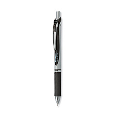 Pentel EnerGel RTX Gel Pen, Retractable, Extra-Fine 0.3 mm, Black Ink, Black/Silver Barrel, Dozen (BLN73A)