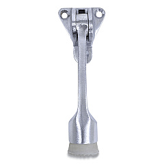 Tell Hinged Kick-Down Door Stop with Triangular Three-Point Mounting Plate, 1" Wide Door Mount, 4.18 Long Stopper, Satin Chrome (DT100008)