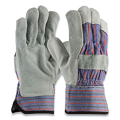 PIP Shoulder Split Cowhide Leather Palm Gloves, B/C Grade, Large, Blue/Gray, 12 Pairs (847532L)