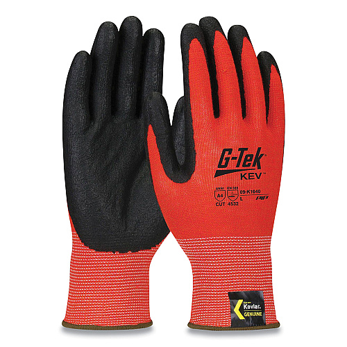 G-Tek KEV Hi-Vis Seamless Knit Kevlar Gloves, Medium, Red/Black (09K1640M)