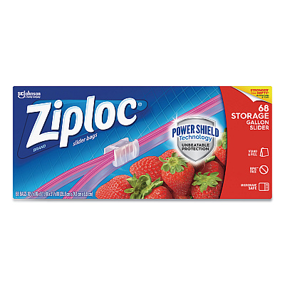 Ziploc Slider Storage Bags, 1 gal, 9.5" x 10.56", Clear, 9/Carton (316489)