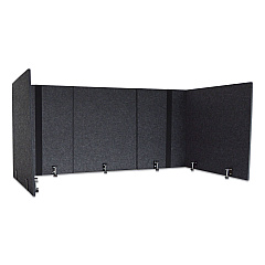 Lumeah Adjustable Desk Screen with Returns, 48 to 78 x 29 x 26.5, Polyester, Ash (LUAD48301A)
