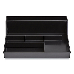 TRU RED Plastic Desktop Organizer, 6 Compartments, 6.81 x 9.84 x 2.75, Black (24380402)
