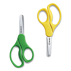 TRU RED Kids' Blunt Tip Stainless Steel Safety Scissors, 5" Long, 2.05" Cut Length, Straight Assorted Color Handles, 2/Pack (24380501)