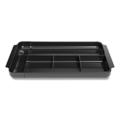 TRU RED Seven-Compartment Expandable Plastic Drawer Organizer, 12.8 x 8.5 x 1.34, Black (24418568)