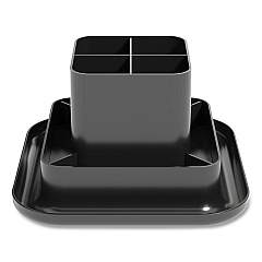 TRU RED Plastic Rotating Organizer, 9 Compartments, Plastic, 8.2" Diameter x 5.4"h, Black (24418570)