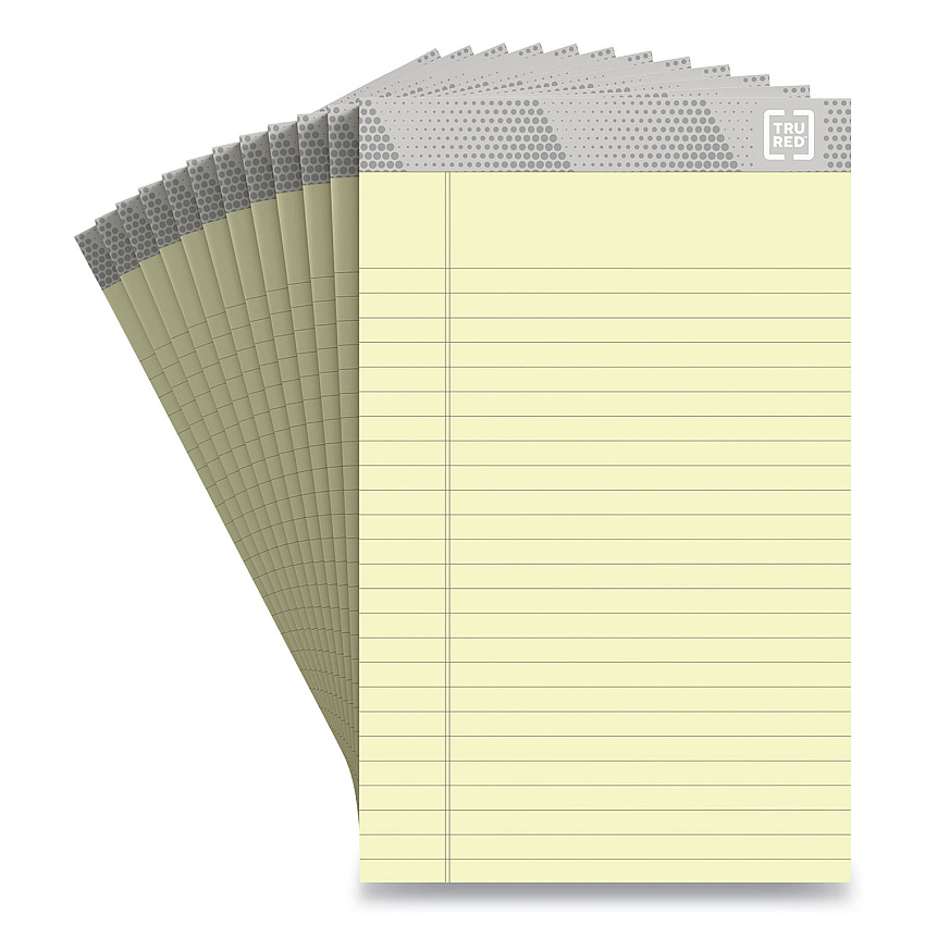 TRU RED Notepads, Narrow Rule, 50 Canary-Yellow 5 x 8 Sheets, 12/Pack (24419916)