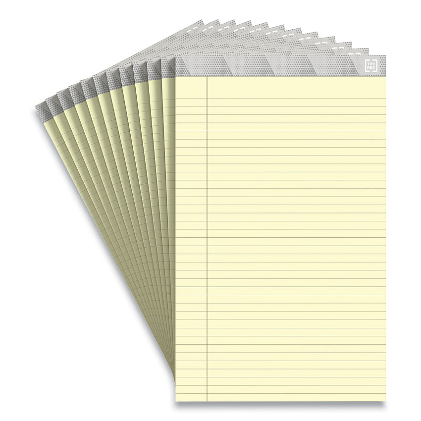 TRU RED Notepads, Wide/Legal Rule, 50 Canary-Yellow 8.5 x 14 Sheets, 12/Pack (24419918)
