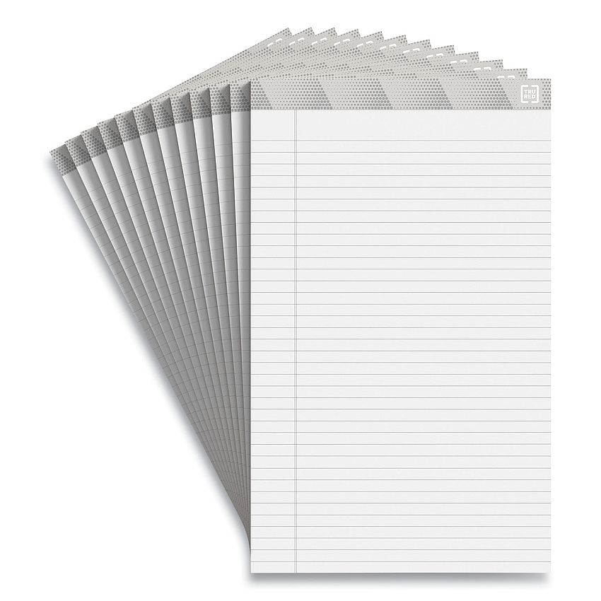 TRU RED Notepads, Wide/Legal Rule, 50 White 8.5 x 14 Sheets, 12/Pack (24419931)