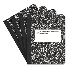 TRU RED Composition Notebook, Medium/College Rule, Black Marble Cover, (100) 9.75 x 7.5 Sheets, 4/Pack (24422978)