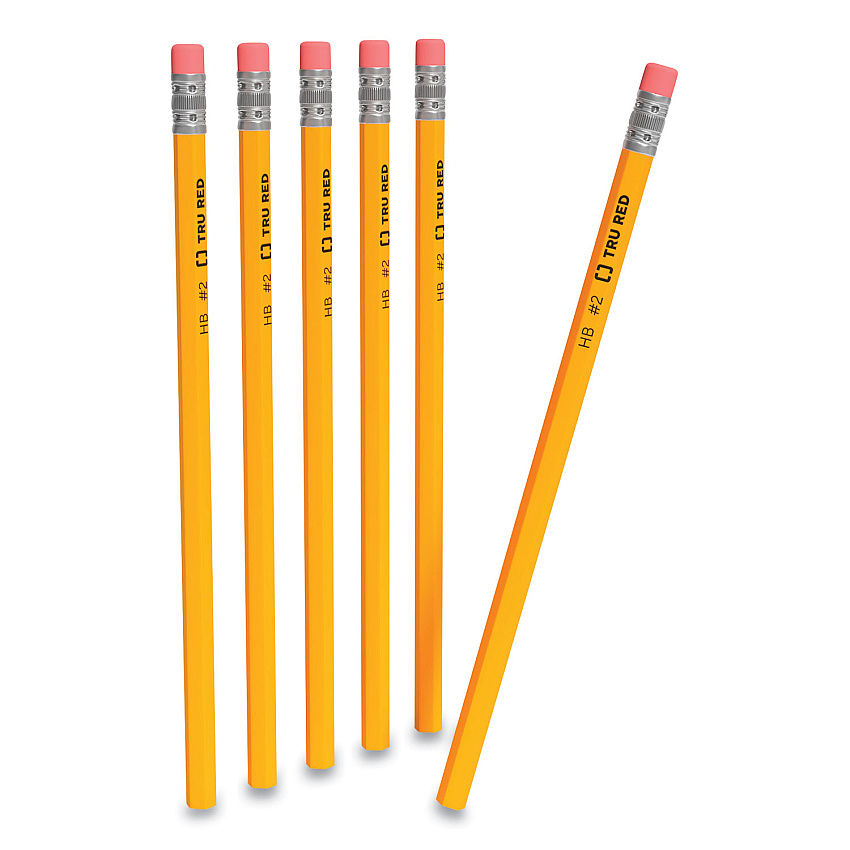 TRU RED Wooden Pencil, HB (#2), Black Lead, Yellow Barrel, 72/Pack (24424023)