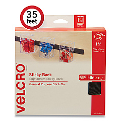 VELCRO Brand Sticky-Back Fasteners, Removable Adhesive, 0.75" x 35 ft, Black (30168USA)