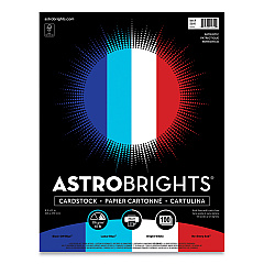 Astrobrights Color Cardstock - "Patriotic" Assortment, 65 lb Cover Weight, 8.5 x 11, Assorted Patriotic Colors, 100/Pack (91644)