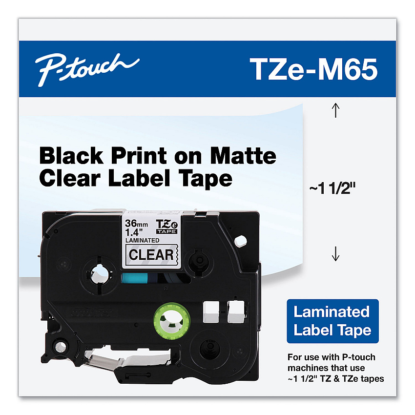 Brother TZEM65 TZe Series Standard Adhesive Laminated Labeling Tape