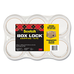 Scotch Box Lock Shipping Packaging Tape, 3" Core, 1.88" x 54.6 yds, Clear, 6/Pack (39506)
