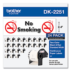 Brother Continuous Paper Label Tape, 2.44 x 100 ft, White, 24 Rolls/Pack (DK225124PK)