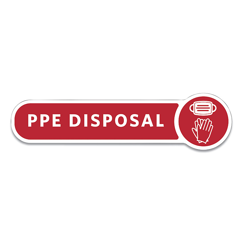 Rubbermaid Commercial Medical Decal, PPE DISPOSAL, 10 x 2.5, Red (2138292)