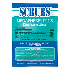 SCRUBS Medaphene Disinfectant Wet Wipes, 6 x 8, Citrus, White, Individually Wrapped Foil Packets, 100/Carton (96301)