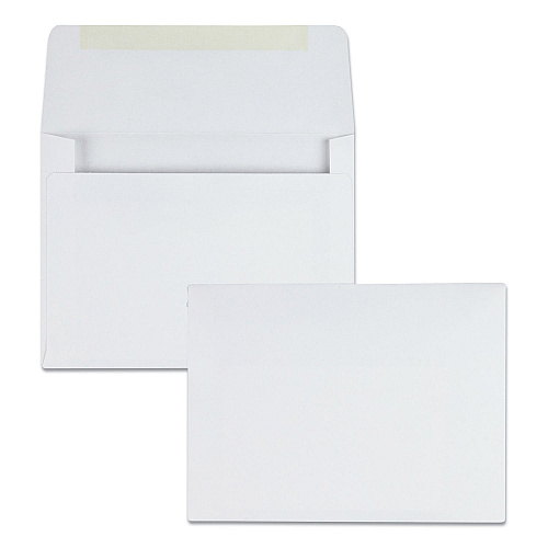 Quality Park Greeting Card/Invitation Envelope, A-2, Square Flap, Gummed Closure, 4.38 x 5.75, White, 500/Box (36226)