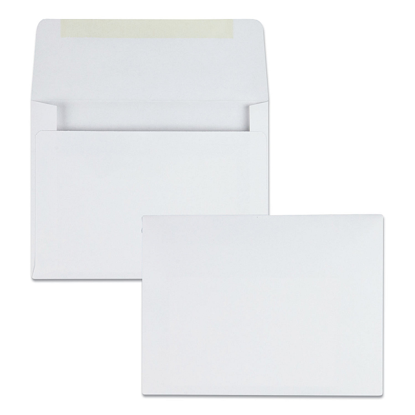 Quality Park Greeting Card/Invitation Envelope, A-2, Square Flap, Gummed Closure, 4.38 x 5.75, White, 500/Box (36226)