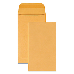 Quality Park Kraft Coin Envelope, 20 lb Bond Weight Paper, #5 1/2, Square Flap, Gummed Closure, 3.13 x 5.5, Brown Kraft, 500/Box (50560)