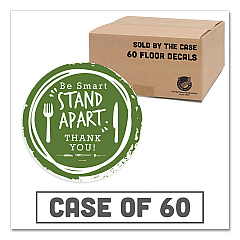 Tabbies BeSafe Messaging Floor Decals, Be Smart Stand Apart; Knife/Fork; Thank You, 12" Dia., Green/White, 60/Carton (79161)