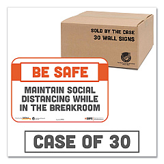 Tabbies BeSafe Messaging Repositionable Wall/Door Signs, 9 x 6, Maintain Social Distancing While In The Breakroom, White, 30/Carton (29156)