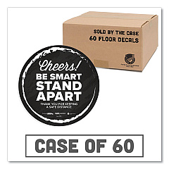 Tabbies BeSafe Messaging Floor Decals, Cheers;Be Smart Stand Apart;Thank You for Keeping A Safe Distance, 12" Dia, Black/White, 60/CT (79185)