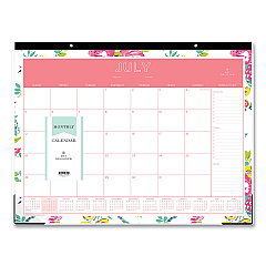Blue Sky Day Designer Peyton Academic Desk Pad, Floral Artwork, 22 x 17, Black Binding, Clear Corners, 12-Month (July-June): 2022-2023 (107938)