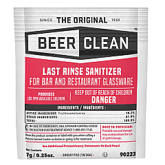 Diversey Beer Clean Last Rinse Glass Sanitizer, Powder, 0.25 oz Packet, 100/Carton (90223)