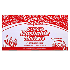 Cra-Z-Art Super Washable Markers Classpack, Broad Bullet Tip, Assorted Colors, 256/Set (740091)