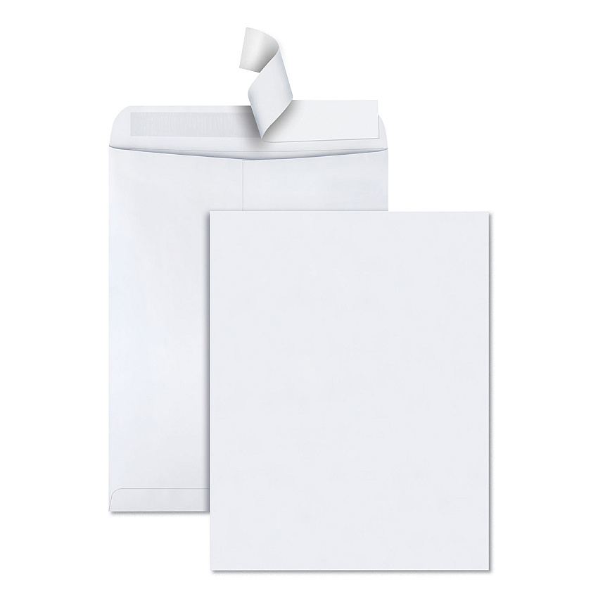 Quality Park Redi-Strip Catalog Envelope, #15 1/2, Cheese Blade Flap, Redi-Strip Closure, 12 x 15.5, White, 100/Box (44082)