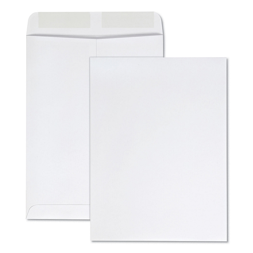 Quality Park Catalog Envelope, #10 1/2, Square Flap, Gummed Closure, 9 x 12, White, 100/Box (41413)
