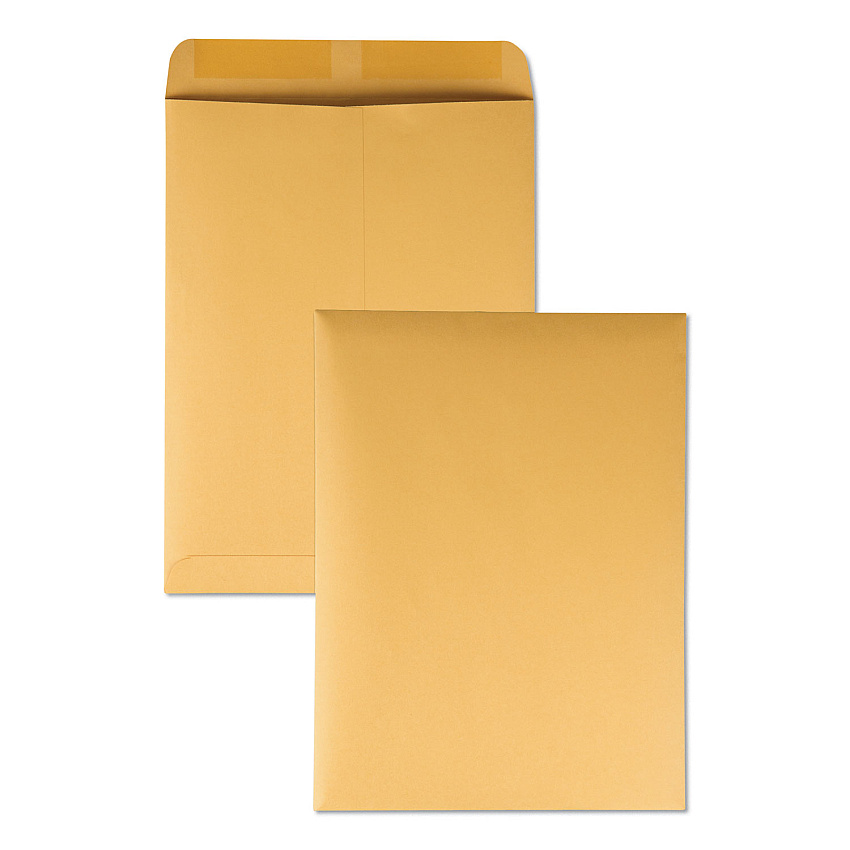 Quality Park Catalog Envelope, #12 1/2, Square Flap, Gummed Closure, 9.5 x 12.5, Brown Kraft, 250/Box (41565)