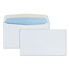 Quality Park Business Envelope, Security Tinted, #6 3/4, Commercial Flap, Gummed Closure, 3.63 x 6.5, White, 500/Box (10412)