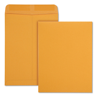 Quality Park Catalog Envelope, #10 1/2, Square Flap, Gummed Closure, 9 x 12, Brown Kraft, 250/Box (41465)