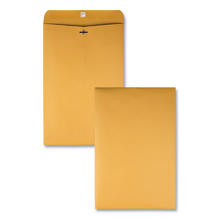 Quality Park Clasp Envelope, #15, Square Flap, Clasp/Gummed Closure, 10 x 15, Brown Kraft, 100/Box (37798)