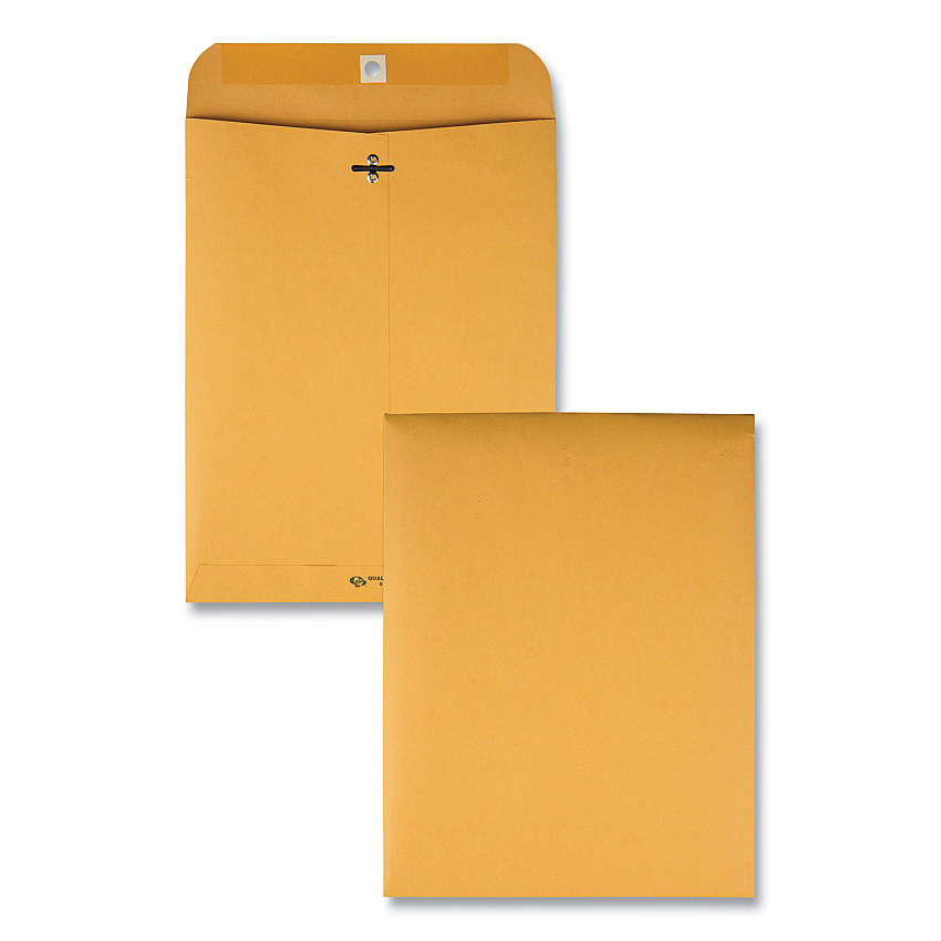 Quality Park Clasp Envelope, #87, Square Flap, Clasp/Gummed Closure, 8.75 x 11.5, Brown Kraft, 100/Box (37787)