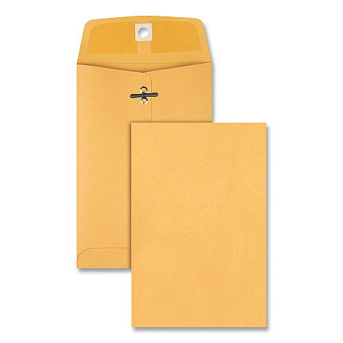 Quality Park Clasp Envelope, #35, Square Flap, Clasp/Gummed Closure, 5 x 7.5, Brown Kraft, 100/Box (37835)