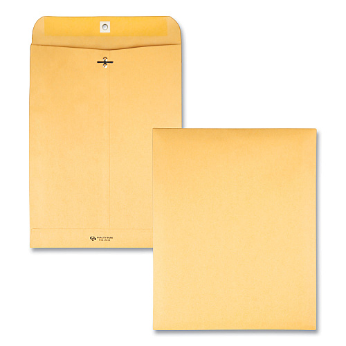 Quality Park Clasp Envelope, #12 1/2, Square Flap, Clasp/Gummed Closure, 9.5 x 12.5, Brown Kraft, 100/Box (37793)